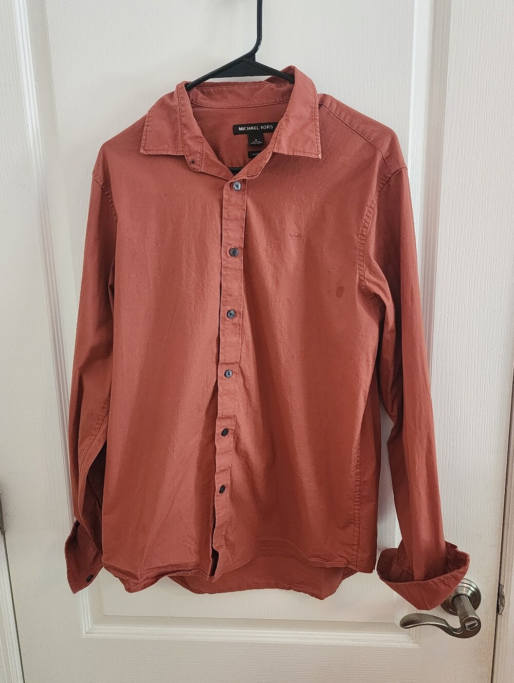 Michael Kors Mens Classic Fit long sleeve shirt- burnt Orange- Medium